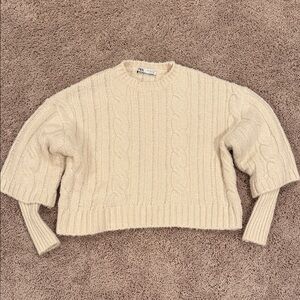 Zara Ivory Cable Knit Sweater